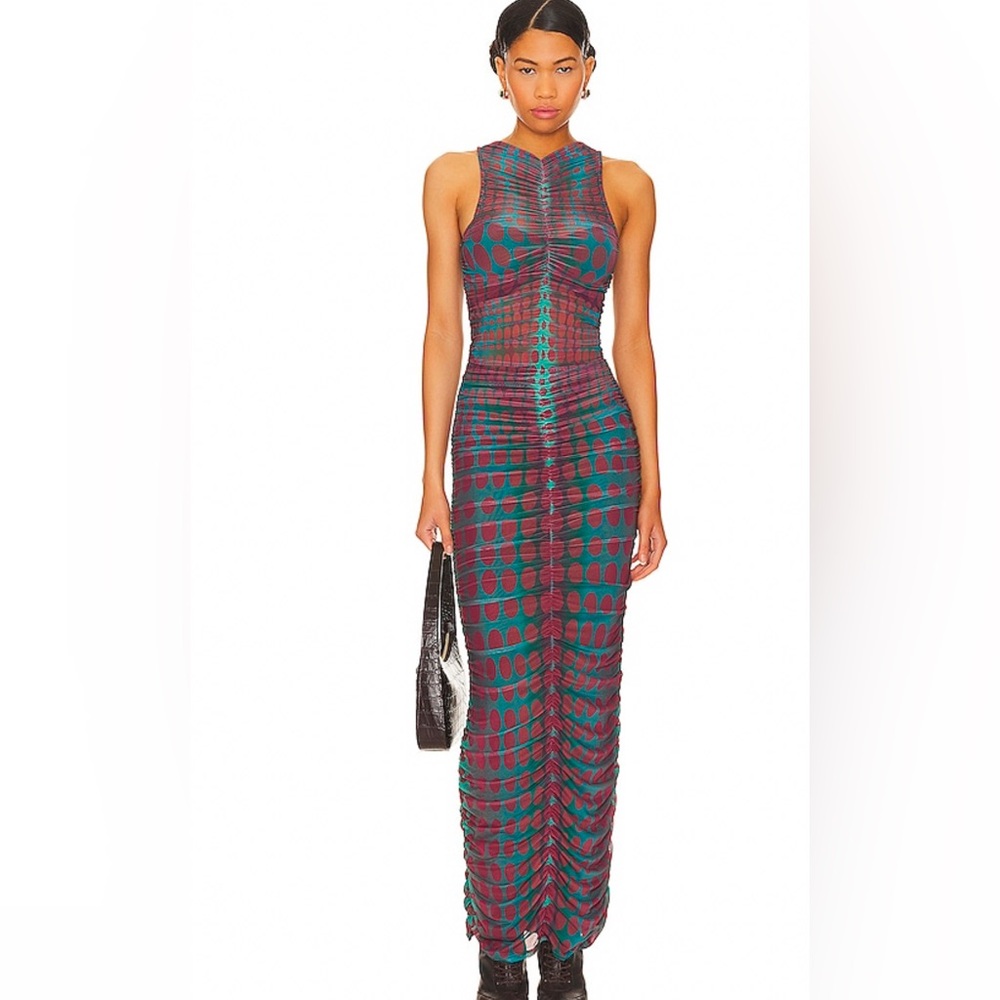 AFRM dress Burgundy/Turquoise. Perfect for western Trend. Size L